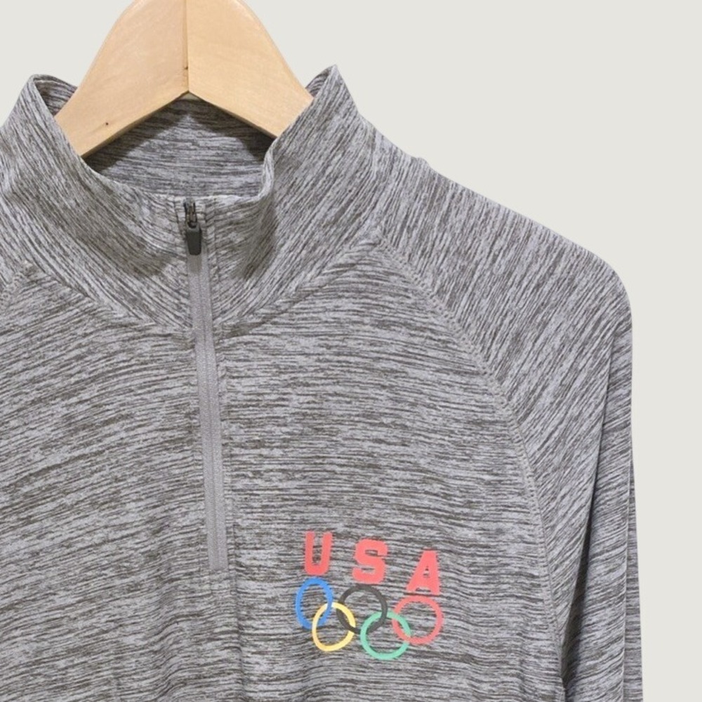 Team USA Tokyo Olympics Quarter Zip Pullover Mens L Gray Space‎ Dye Excellent
